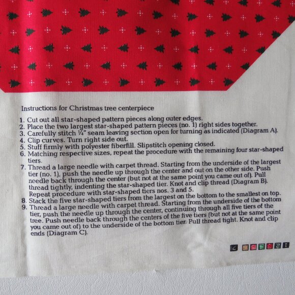Mini Christmas Tree & Tree Skirt Keepsake Craft Vintage Fabric Panel Uncut 3D - Picture 5 of 12